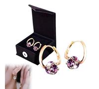 CZTICLE Lymphvity MagneTherapy Germanium Earrings, Advanced Magnetic Earrings Women, CZTICLE Magnetic Earings, Natural Materials, Exquisite Appearance, for Everyday Use (Purple-Gold)