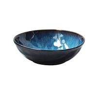 CZTOOL Blue Ceramic Salad Bowl, Retro Japanese Style Ramen Bowl, Creative Tableware Fruit Salad Bowl Soup Bowl L