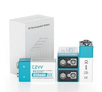 czvv 9V Lithium Batteries Rechargeable - High Capacity 850mAh Square Battery Li-ion 8.7V - 1300 Cycles, Leak-proof, Ultra Long Life 10 years for Smoke Detectors, Radios, Wireless Microphones (4 units)