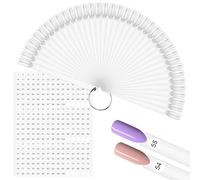 CZWESTC 300 pcs Nail Polish Swatch Sticks, Nail Swatch Sticks with Number Stickers for Color Display, Clear Square-shaped Nail Polish Sample Swatches with Ring for Nail Polish Display and Home DIY