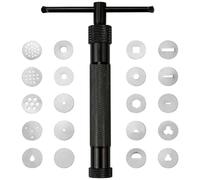 CZWESTC Stainless Steel Clay Extruder with 20 Pattern Discs, Handheld Sugar Paste Press for Fondant Cake Decorating, Polymer Clay Crafts and Ceramic Pottery Sculpture (Black)
