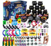 CZWXOXO 288 PCS Halloween Mini Witch Cauldron Set - 24 Pack Miniverse Halloween Plastic Black Cauldron With Spider, Bat, Skull, Trick or Treat Toys in Bulk Halloween Party Favor Toys Bulk