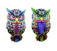 CZXCV 2 PCS Metal Owl Wall Art Hanging Decor Colorful Iron Garden Fence Ornaments for Outdoor Patio Porch Yard and Balcony