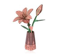 CZXCV 3D Wooden Puzzle Flower Bouquet, 3D Jigsaw Wood Bloom Model, DIY Craft Kits for Adults Women, Eternal Pink Lily Home Décor, Valentine Gift for Mom Her, Birthday Mothers Day Present