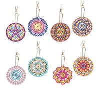 CZXCV 8Pcs Mandala Diamond Art Keychains DIY Kits for Adults Kids, 5D Rhinestone Painting Craft Keyrings Pendants, Sparkling Keyring Making Kit Gift Supplies