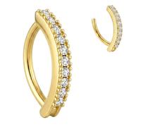 CZXCV Copper Gold Belly Button Bars, 14G Clicker Belly Ring with Cubic Zircon, Reverse Curved Navel Piercing Jewelry for Women