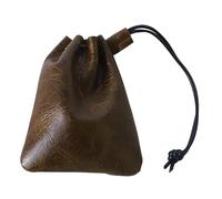 CZXCV Cowhide Leather Drawstring Pouch, Secure Small Leather Coin Purse with Drawstring Closure, Coconut Brown Jewelry Storage Bag for Men/Women