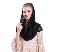 Czy accessories Soft and Comfortable Mantilla Veils Spanish Style Lace Infinity Veil Mantilla Latin (Black)