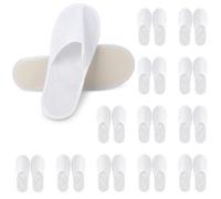 Czyan 12 Pairs Disposable Spa Slippers for Guests,Non-Slip Closed Toe Slipper for Hotel House Travel Shoeless Home Bulk Indoor Slippers for Women Men With Pouch(White)