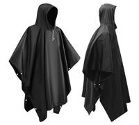 Czyan 2 Pack Rain Ponchos for Adults Reusable,Thickened Portable EVA Waterproof Raincoats Survival Emergency Lightweight Duty Rain Coat with Drawstring Hood for Hiking Camping Fishing & Travel - Black