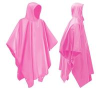 Czyan 2 Pack Rain Ponchos for Adults Reusable,Thickened Portable EVA Waterproof Raincoats Survival Emergency Lightweight Duty Rain Coat with Drawstring Hood for Hiking Camping Fishing & Travel - Pink