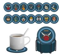 CZYY DND Coasters Set of 14 with Holder - 5E Classes Icons Silicone Coaster Set, Non-Slip & Heat Resistant - D&D Accessories for RPG Home Decor, G ift for Gamer and DM