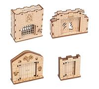 CZYY Dungeon Door Miniatures, 4 Wood RPG Terrain Gates