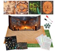 CZYY Foldable Battle Mat with DM Screen, Game Tokens, Dice Set, Markers - 2-Sided Wet & Dry Erase Terrain, Ultimate DND Starter Set, Accessories, Gift for Dungeon Master & Player