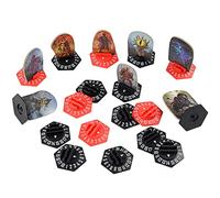 CZYY Monster Standee Bases, 27 Plastic Hex Bases with HP Dials | 18 Black & 9 Red, 1-18 HP Dials, Tracks HP and Status at the Figure Base, Compatible with Gloomhaven Monster Standee