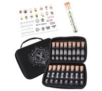 CZYY RPG Dice Storage Case, 16 Potion Tubes in Portable EVA Organizer | 16 Plastic Tubes with Cork Stoppers, Fits 20mm Dice, EVA Case with Handle, PET Stickers, Gift for RPG Player & Dice Collector
