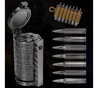CZYY Silver Metal Rifle Bullet Dice Set - 7 Polyhedral Dice with Spinning Container & Cartridge Holder Belt - Perfect for DND, Tabletop Games