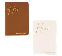 Czzmy 2 Pcs Wedding Vow Books His and Hers,Wedding Vows Journal Wedding Day Officiant Book 5.9 x 3.9 Inch,Wedding Gifts 12 Pages/Pcs(2-Brown White)