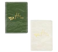 Czzmy 2 Pcs Wedding Vow Books His and Hers,Wedding Vows Journal Wedding Day Officiant Book 5.9 x 3.9 Inch,Wedding Gifts 12 Pages/Pcs(2-Green White3)