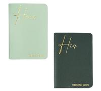 Czzmy 2 Pcs Wedding Vow Books His and Hers,Wedding Vows Journal Wedding Day Officiant Book 5.9 x 3.9 Inch,Wedding Gifts 12 Pages/Pcs(2-Green)