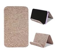 Czzmy Airplane Travel Essentials for Flying Flex Flap Cell Phone Holder & Flexible Tablet Stand for Desk, Bed, Treadmill, Home & in-Flight Airplane Travel Accessories(1-Carved3 Apricot)