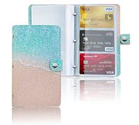 Czzmy Business Card Organizer,Business Card Holder Book Case PU Leather Organization Binder Name ID Card Holder for Men & Women, Up to 96 Cards Capacity(1-Sandbeach)