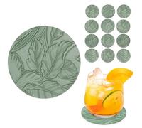Czzmy Car Coaster 12 Pack Car Cup Holder Coaster Set for Drinks Absorbent Keep Clean Auto Accessories(12-Dark Green)