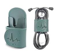 Czzmy PU Leather Stethoscope Holder with Clip for Belt, Stethoscope Holder, Stethoscope Holder with Clip for Doctors and Nurses (1-Green)
