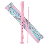 Czzmy Recorder Instrument for Beginner Kids Adults,8-Hole Soprano Descant Recorder Music Flute with with Cleaning Rod & Leather Case For School Student Home Entertainment(2-Pink Green Splash-ink)