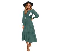 CzzzyL Womens Flutter Long Sleeve Smocked Tiered Nursing Dress for Breastfeeding, Darkblue-09, S