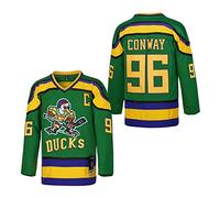 D-5 Men Mighty Ducks Jersey #33 Goldberg #66 Bombay #96 Conway #99 Banks Jersey,Movie Ice Hockey Jersey for Men S-XXXL, #96-green, Large