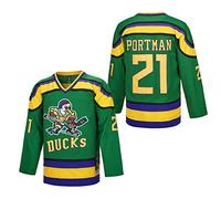 D-5 Men Mighty Ducks Jersey #33 Goldberg #66 Bombay #96 Conway #99 Banks Jersey,Movie Ice Hockey Jersey for Men S-XXXL, #21-green, XXL