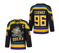 D-5 Youth Mighty Ducks Jersey #96 Conway #99 Banks Jersey,Movie Ice Hockey Jersey for Kids, #96-black, XL