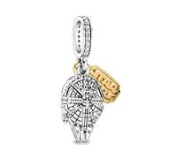 D 52 Millennium Falcon with Logo Charm, Sterling Silver 925, Compatible with Pandora Bracelet