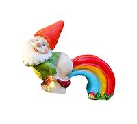 D/A Gnomes Rainbow Fart - Rainbow Resin Sculpture Art Decoration | Funny Garden Statues Sculptures Outdoor Decor for Patio, Lawn, Plant Pot, Shelf, Tabletop