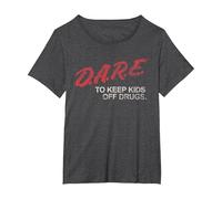D.A.R.E. Program Dare to Keep Kids Off Drugs PSA T-Shirt, Women's Plus, Dark Heather Grey, 3X