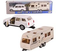 D.A.Y. Republic 1:40 Scale Diecast Metal 4X4 Car and Caravan Toy With Plastic Parts and Opening Doors, Perfect as a Prop or Play Vehicle a Great Present for Boys and Girls (White)