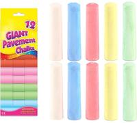 D.A.Y. Republic 12 Piece Chunky Jumbo Chalk Sticks - Large Colored Sidewalk Playground Pavement Blackboard Kids Art Chalkboard Sticks
