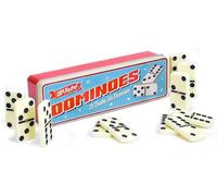 D.A.Y. Republic 28pc Double Six Classic Retro Domino Game, Traditional Tin Set in Metal Case, Educational Travel Sized Toy, Kids Matching Game