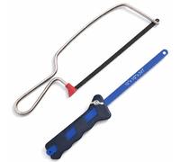 D.A.Y. Republic 2pc Hacksaw Set Mini & Junior Hacksaw Blades Set | Fine tooth blade for wood & plastic, chrome finger guard, easy grip handle, simple blade swap, tidy hanging design