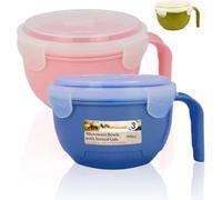 D.A.Y. Republic 2pk Microwavable Food Bowls, Ideal for Soups, Pack Lunch, Travel, BPA Free 940ml with Airtight Lid and Handle, Dishwasher, Freezer and Microwave Safe (2)