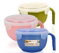 D.A.Y. Republic 3pk Microwavable Food Bowls, Ideal for Soups, Pack Lunch, Travel, BPA Free 940ml with Airtight Lid and Handle, Dishwasher, Freezer and Microwave Safe (3)