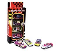 D.A.Y. Republic 4 Pcs Die Cast Metal Toy Cars Age 6+ Free Wheel Mini Racing Convertibles, Sports Cars, Playset, Cake Toppers (4 Metal Racers)