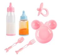 D.A.Y. Republic 6pc Baby Dolls Feeding Accessories with Two Magic Milk Bottles, Dummy, Plate, Fork and Spoon, Great Pretend Play Nurturing Accessories Toy Gift for Kids (6pc Doll Feeding Set)
