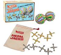 D.A.Y. Republic Classic Jacks Game with Ball, Fivestones Knucklebones | Retro games for indoor or outdoor play, five stones game builds hand-eye coordination, suitable for age 3+
