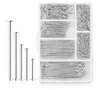 D.A.Y. Republic Flat Head Nails Set of 250 Assorted Sizes in Zinc Plated Metal for Woodwork, Picture Hanging, Home Improvement, Construction with Storage Box, Silver