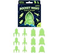 D.A.Y. Republic Glow in the Dark Dinosaur Wall Decals, 12 Rockets | No batteries, glows 8 hrs nightly, dinosaur bedroom decor, glow in the dark dinosaur stickers for doors, furniture