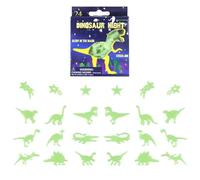 D.A.Y. Republic Glow in the Dark Dinosaur Wall Decals, 24 Dinosaurs | No batteries, glows 8 hrs nightly, dinosaur bedroom decor, glow in the dark dinosaur stickers for doors, furniture