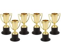 D.A.Y. Republic Golden Plastic Winner Trophies with Handles for Performances, Competitions, Party Gifts, Sports Events, Unisex Children, Gold, 10 cm, Pack of 6