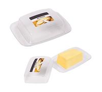 D.A.Y. Republic Plastic Butter Dish with Lid - Clear Food Grade Container | BPA-free, airtight seal, 17x11.5x5cm, fits standard 250g block, doubles as cheese preserver, dishwasher hand wash